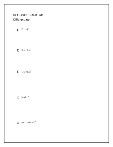 Exit Ticket - Chain Rule