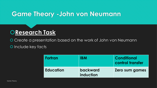 Yr10 Computer Science - Game Theory