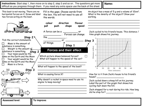 Forces and their effect homework