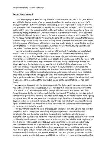Private Peaceful - 'Big Joe Goes Missing' Extract and Comprehension Questions