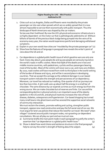 Higher Reading for UAE Mini Practices