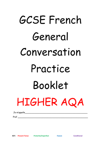 AQA French General Conversation questions HIGHER