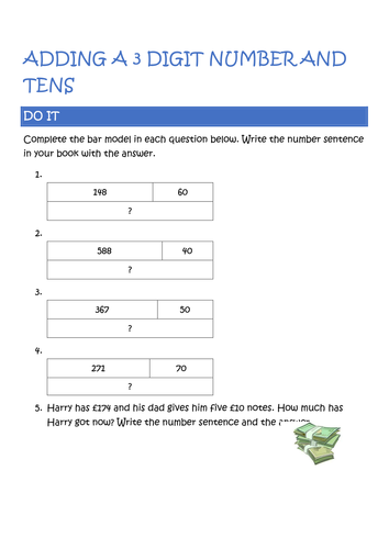 3 digit number add tens