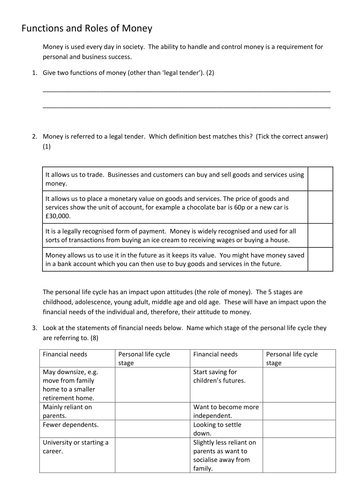 BTEC Business Unit 3 Personal finance practice test 1