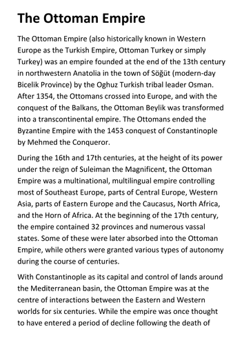 The Ottoman Empire Handout