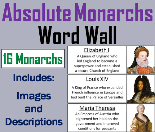 Absolute Monarchs Word Wall Cards