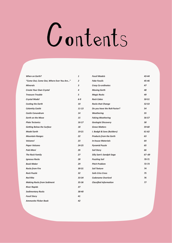 Rocks and Soils Contents