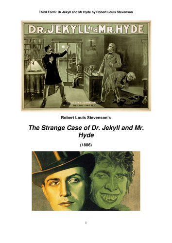 Dr Jekyll and Mr Hyde - Complete SOW for Year 9/GCSE (& the text!)
