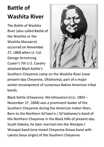 Battle of Washita River Handout
