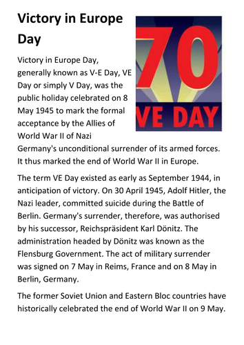 Victory in Europe Day Handout