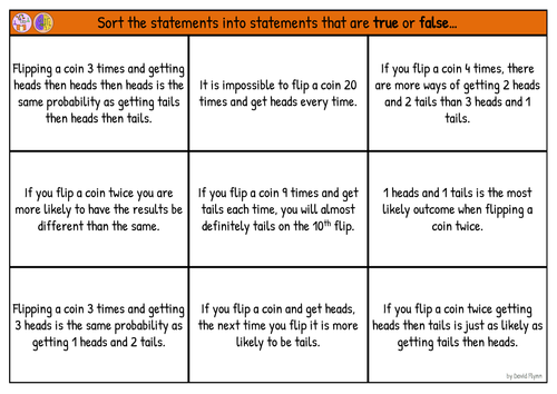 Probability - True or false - Reasoning problems - Mastery