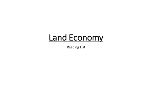 Land Economy Reading List