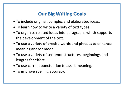 A list of big writing goals