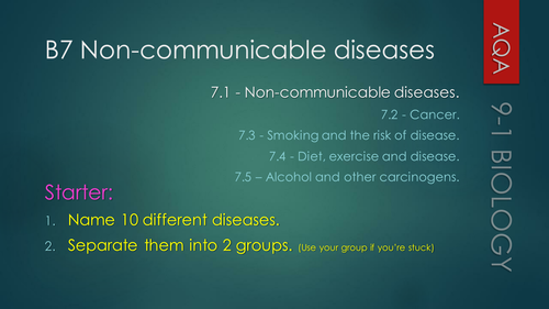 AQA 9-1 Biology: B7 Non-Communicable