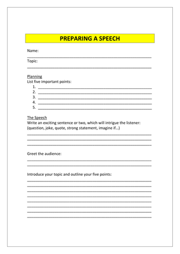 speech writing template tes