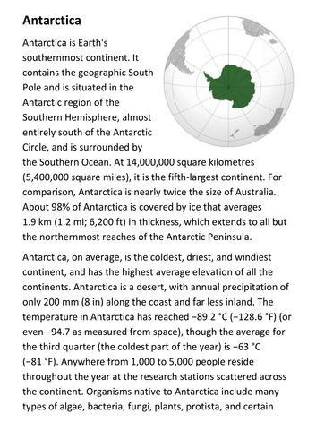 Antarctica Handout | Teaching Resources