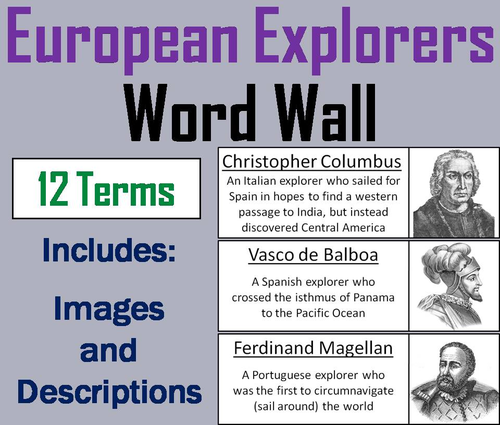 Early European Explorers Word Wall Cards