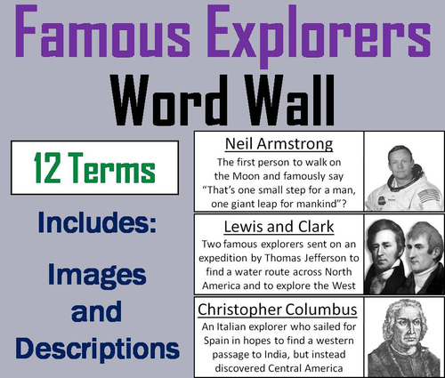 Famous Explorers Word Wall Cards