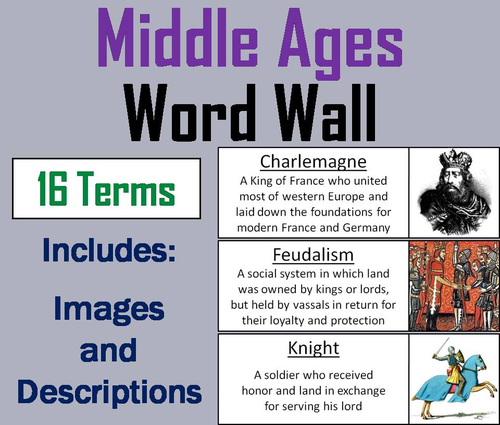 Middle Ages Word Wall Cards