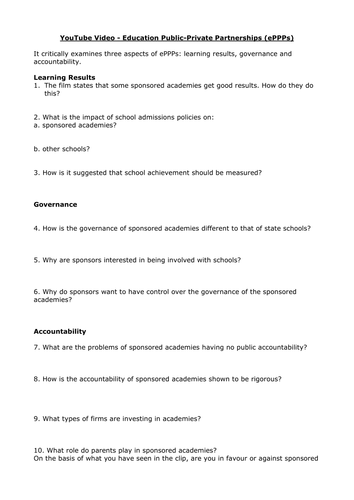 AQA A Level Sociology Education and Privatisation Lesson Eighteen