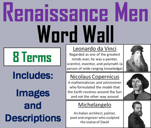 Renaissance Men Word Wall Cards