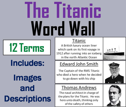 RMS Titanic Word Wall Cards