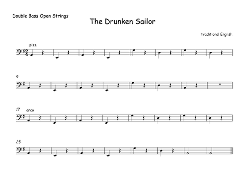 Drunken Sailor for Beginner String Ensemble