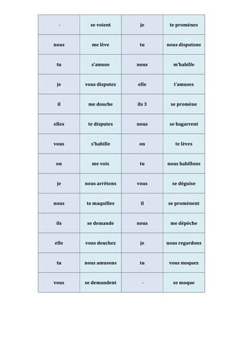 Dominos on reflexive verbs