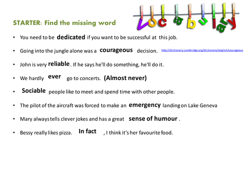 Vocabulary Starter 2