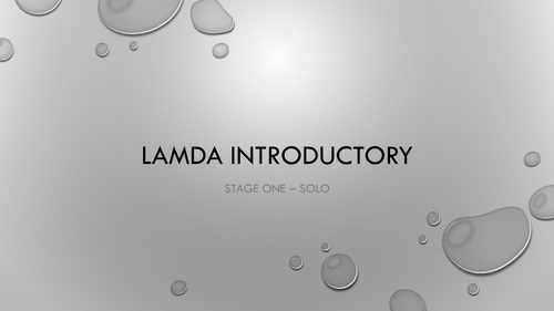 LAMDA Introductory Solo Stage One