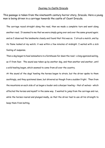 Gothic Horror Reading Task