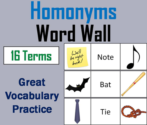 Homonyms Word Wall Cards