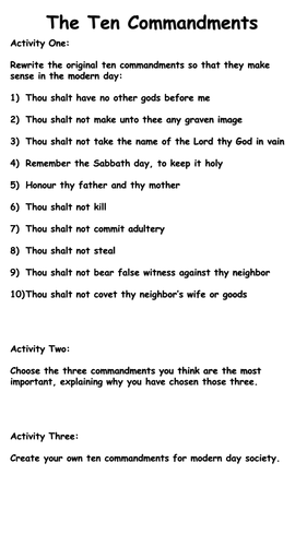 The Ten Commandments Lesson