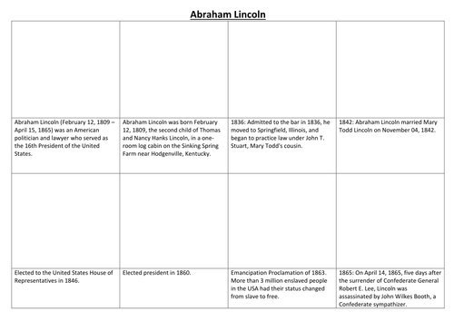 Abraham Lincoln Comic Strip and Storyboard