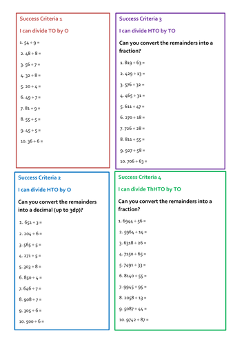 division practice questions year 6 teaching resources