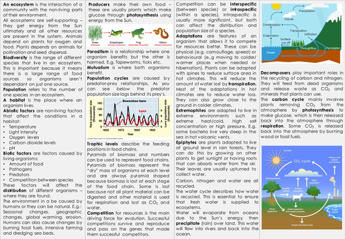 Ecology Knowledge Organiser - AQA GCSE Biology (Trilogy) - Revision