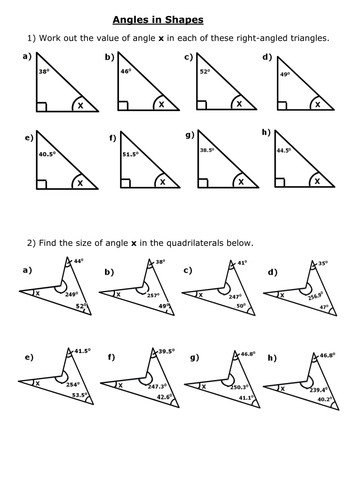 YEAR 6 ANGLES IN SHAPES PREVIEW PAGE IS DISTORTED FOR RESOURCE PROTECTION. ANSWERS ON PAGE 3