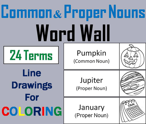 Common and Proper Nouns Word Wall Cards