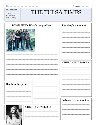 Newspaper Template The Outsiders Novel