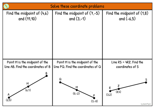 Midpoints - Coordinate problems with increasing difficulty - Mastery