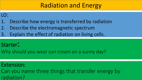 Radiation and energy lesson