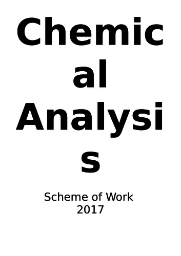 GCSE 1-9 Chemical Analysis SoW