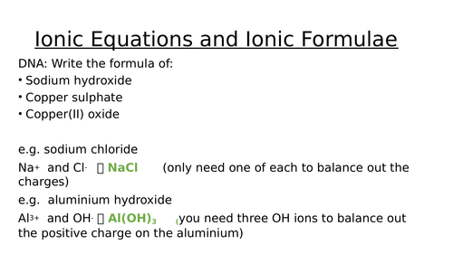 GCSE 1-9 Ionic Equations