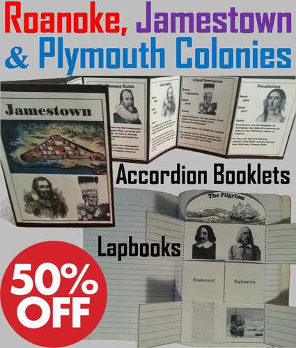 Roanoke, Jamestown and Plymouth Colonies Interactive Notebooks Bundle