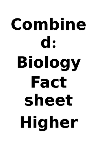 AQA Trilogy: Biology Paper 1 Fact Booklet HIGHER
