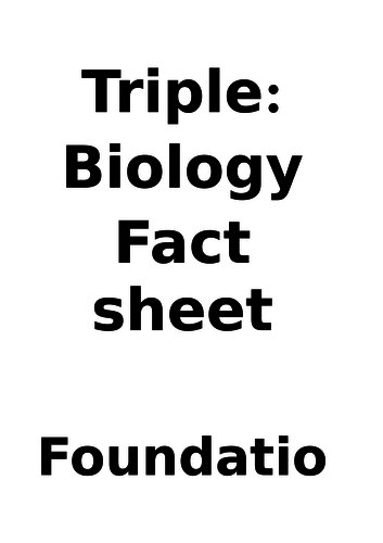 AQA Biology ONLY Paper 1 Fact Booklet FOUNDATION