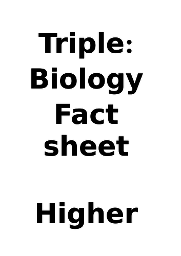 AQA Biology ONLY Paper 1 Fact Booklet HIGHER