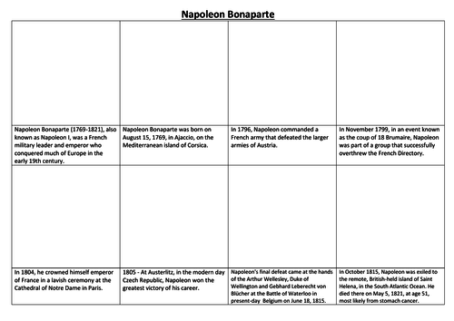 Napoleon Bonaparte Comic Strip and Storyboard