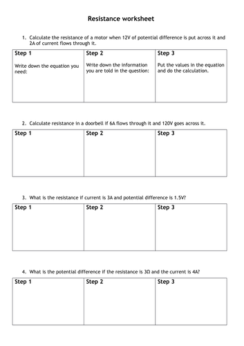 Resistance calculations | Teaching Resources