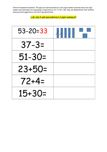 Year 2, working towards the expected standards. Maths